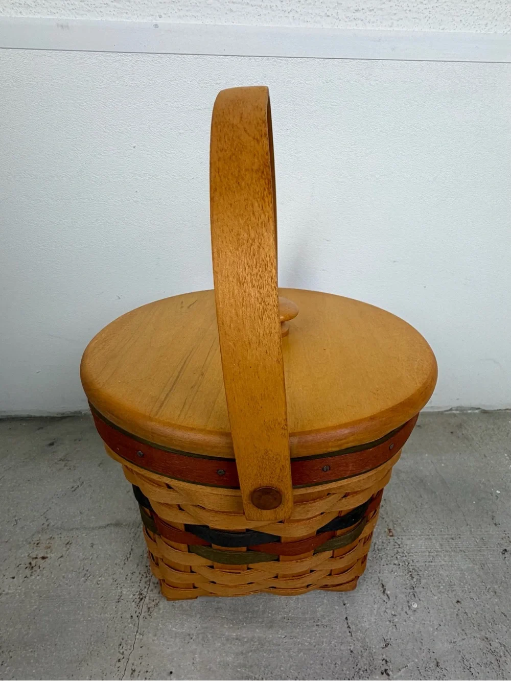 Vintage 1994 Longaberger Basket Wood Lid Divided Insert Handwoven Ohio USA